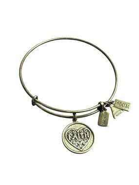 Wind & Fire Faith Charm Bangle Bracelet 2014 Silvertone